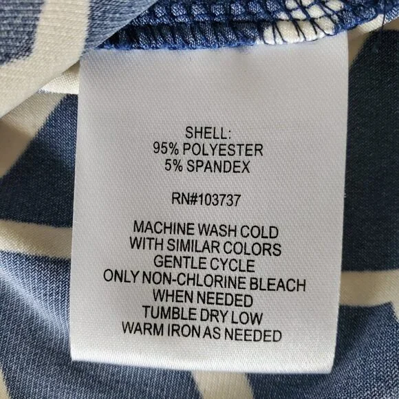 Donna Morgan Career Dress Blue & White Abstract Print with Self Tie Size 4 - Picture 10 of 16